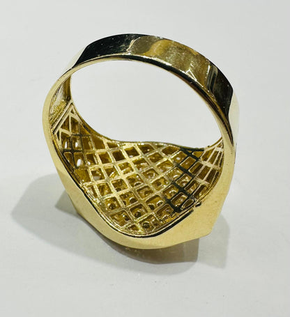 14K GOLD MEDUSA HEAD RING WITH CZ STONES - WEIGHT: 8.7gm