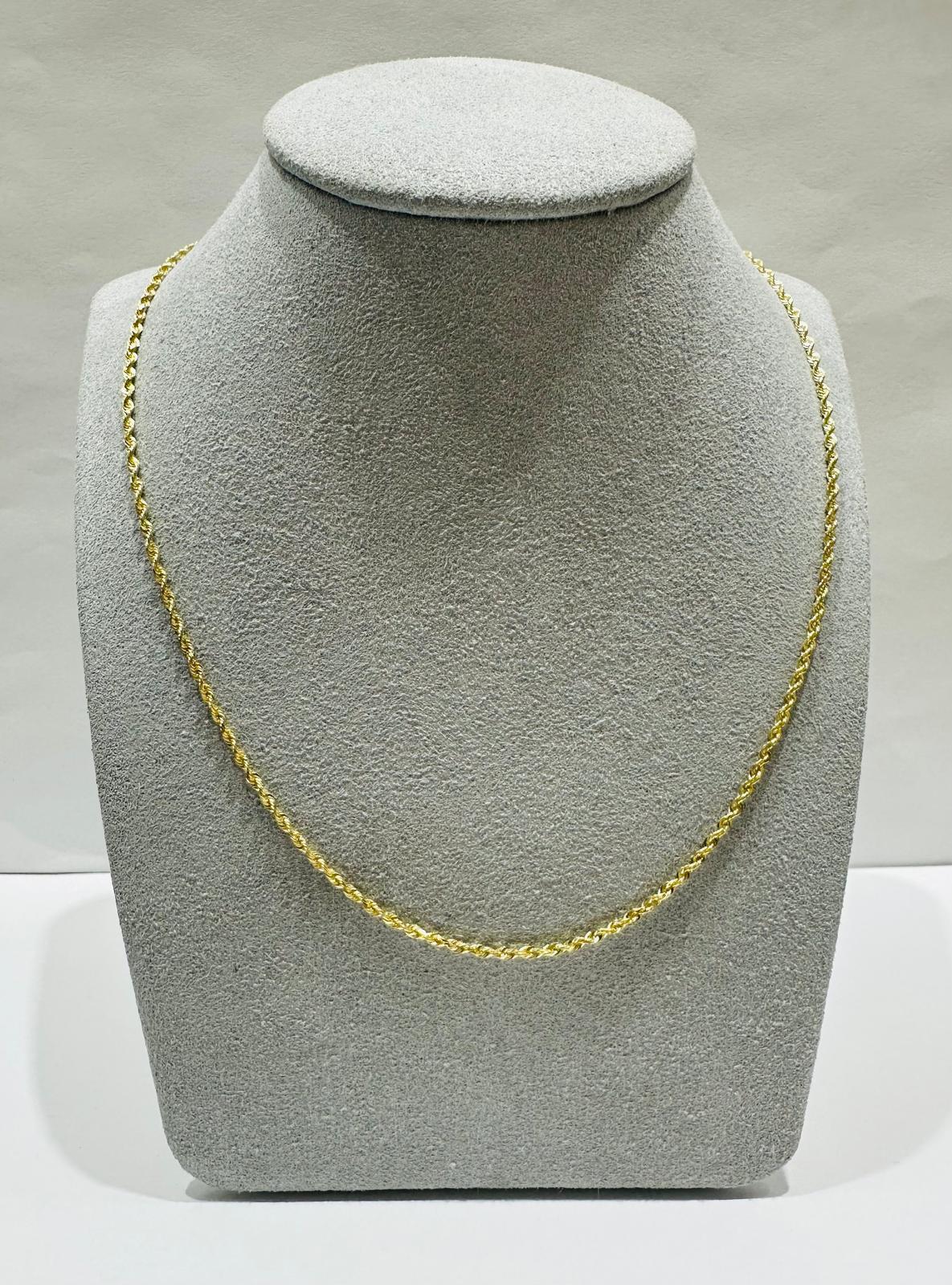 10K GOLD SOLID ROPE CHAIN, 20" WEIGHT: 3.8gm