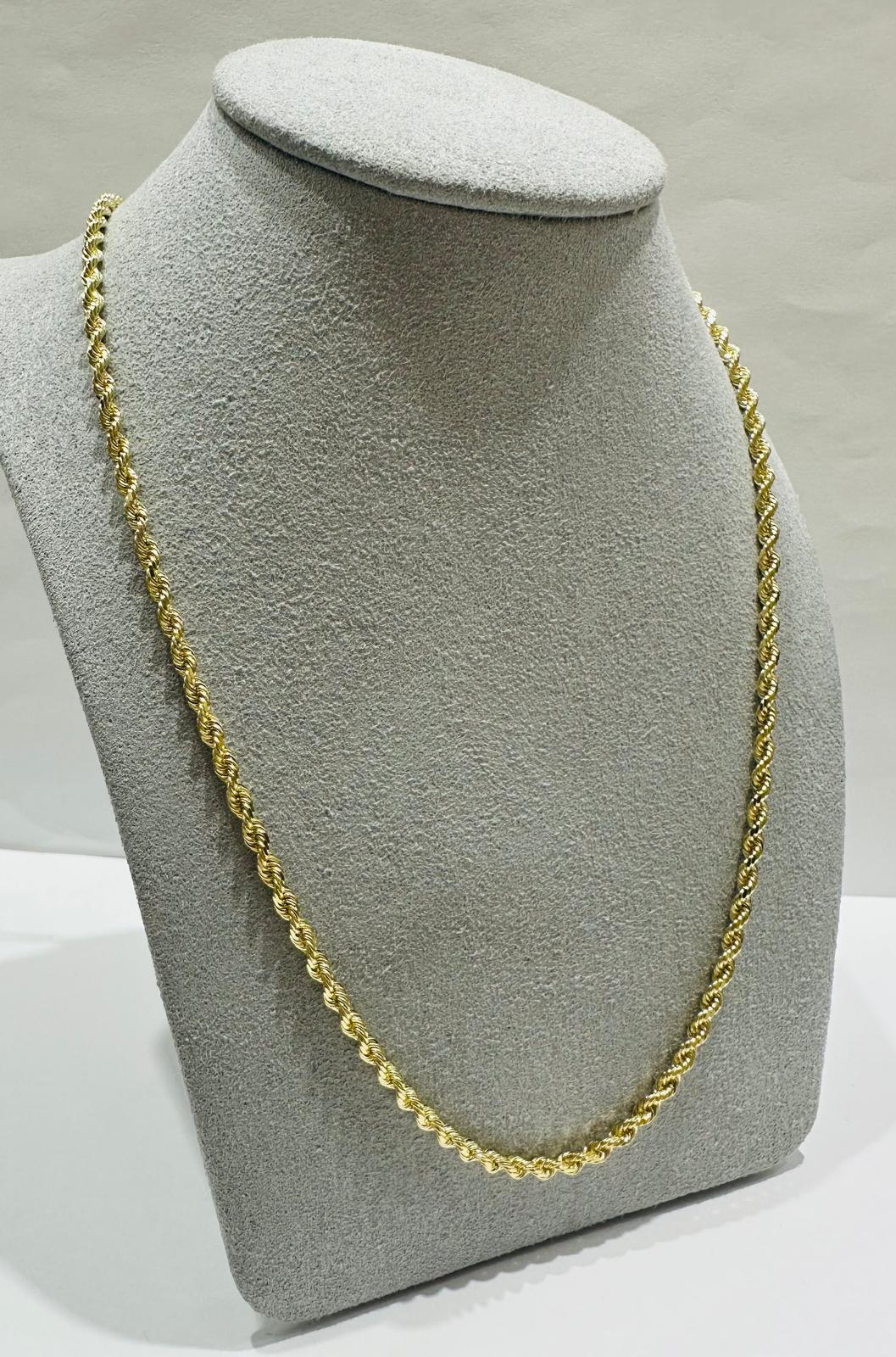 10K GOLD SOLID ROPE CHAIN,  WEIGHT: 13.2gm   22"   2.55mm