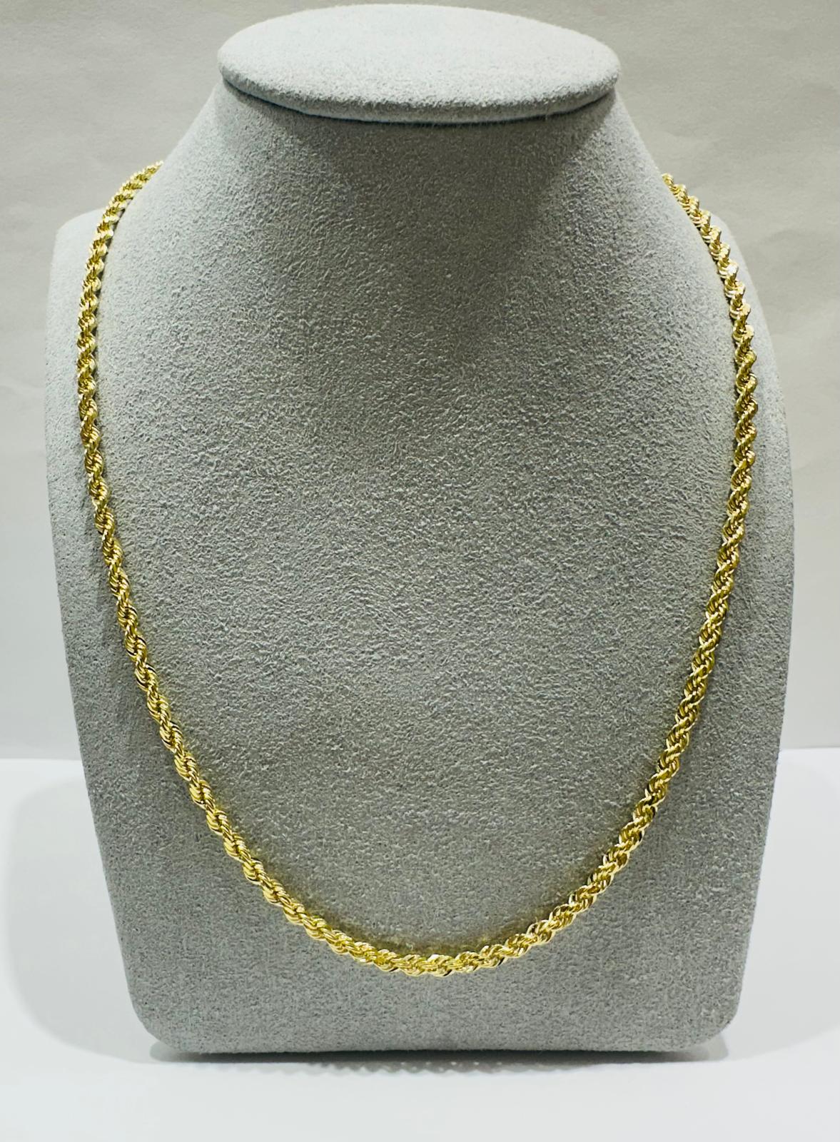 10K GOLD SOLID ROPE CHAIN,  WEIGHT: 16.2gm   24"   2.75mm