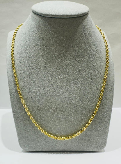 10K GOLD SOLID ROPE CHAIN,  WEIGHT: 16.2gm   24"   2.75mm