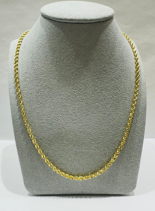 10K GOLD SOLID ROPE CHAIN,  WEIGHT: 16.2gm   24"   2.75mm