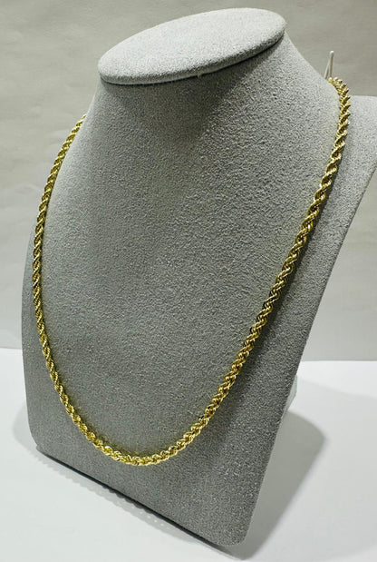 10K GOLD SOLID ROPE CHAIN,  WEIGHT: 16.2gm   24"   2.75mm