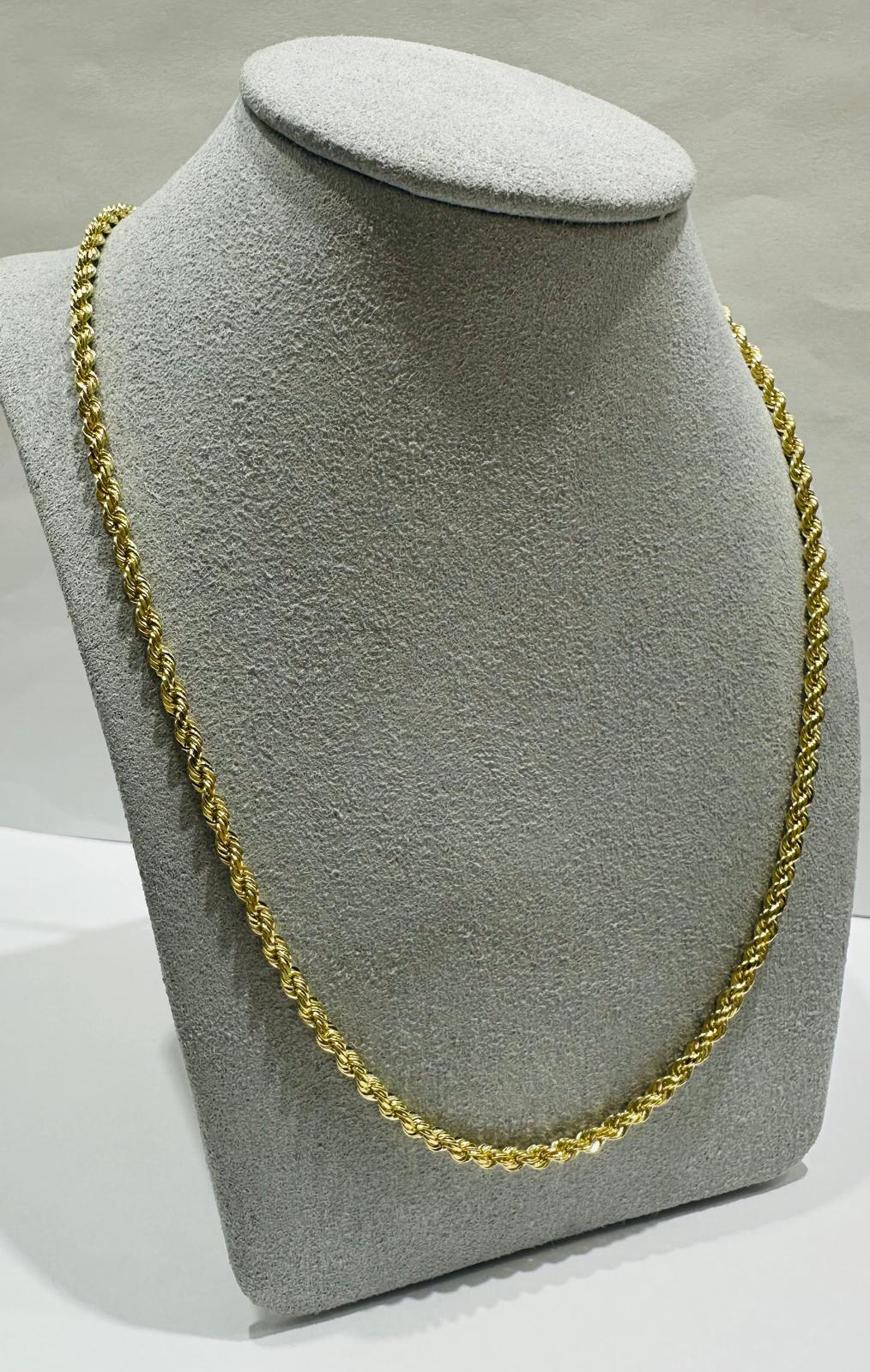 10K GOLD SOLID ROPE CHAIN,  WEIGHT: 16.2gm   24"   2.75mm