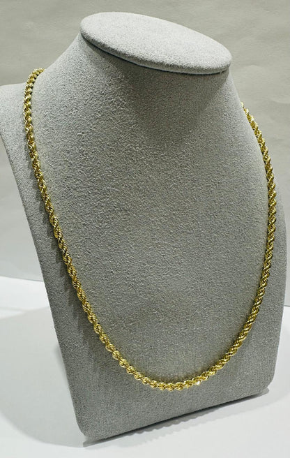 10K GOLD SOLID ROPE CHAIN,  WEIGHT: 16.2gm   24"   2.75mm