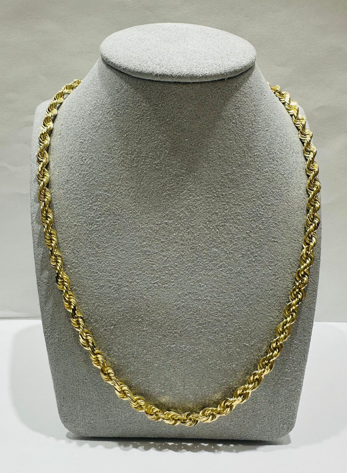 10K GOLD SOLID ROPE CHAIN,  WEIGHT: 27.8gm   18"   4.05mm