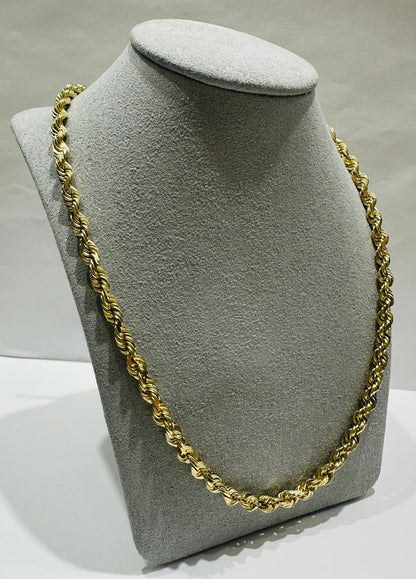 10K GOLD SOLID ROPE CHAIN,  WEIGHT: 27.8gm   18"   4.05mm