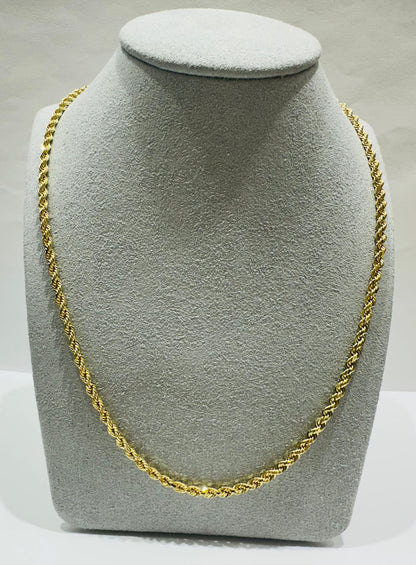 10K GOLD SOLID ROPE CHAIN,  WEIGHT: 12.5gm   18"   2.45mm