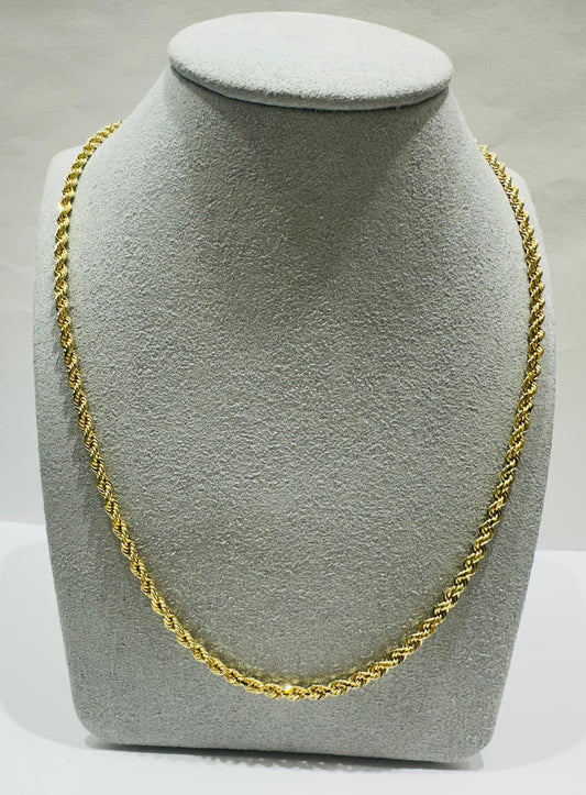10K GOLD SOLID ROPE CHAIN,  WEIGHT: 12.5gm   18"   2.45mm