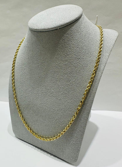 10K GOLD SOLID ROPE CHAIN,  WEIGHT: 12.5gm   18"   2.45mm