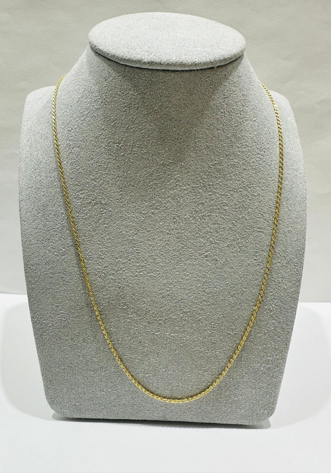 10K GOLD SOLID ROPE CHAIN,  WEIGHT: 3.2gm   24"   0.85mm
