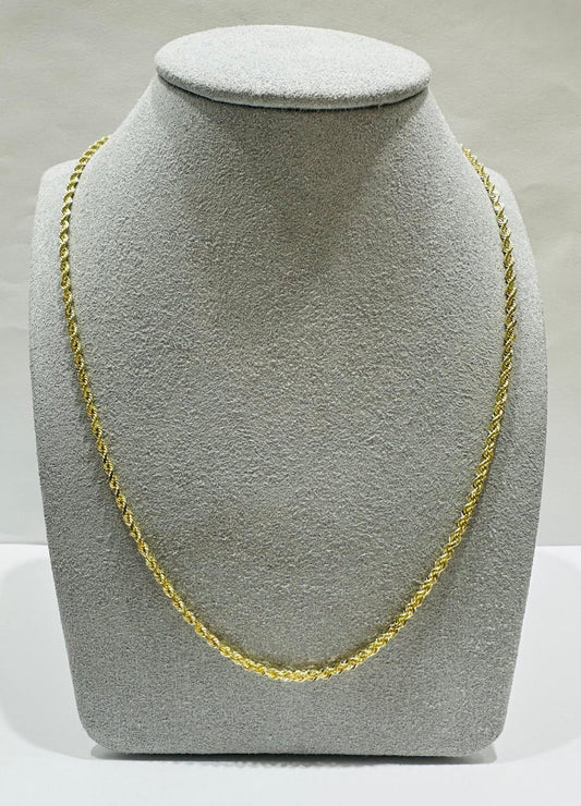 10K GOLD SOLID ROPE CHAIN,  WEIGHT: 7.3gm   22"   1.95mm