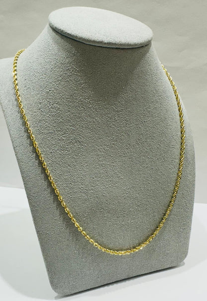 10K GOLD SOLID ROPE CHAIN,  WEIGHT: 7.3gm   22"   1.95mm
