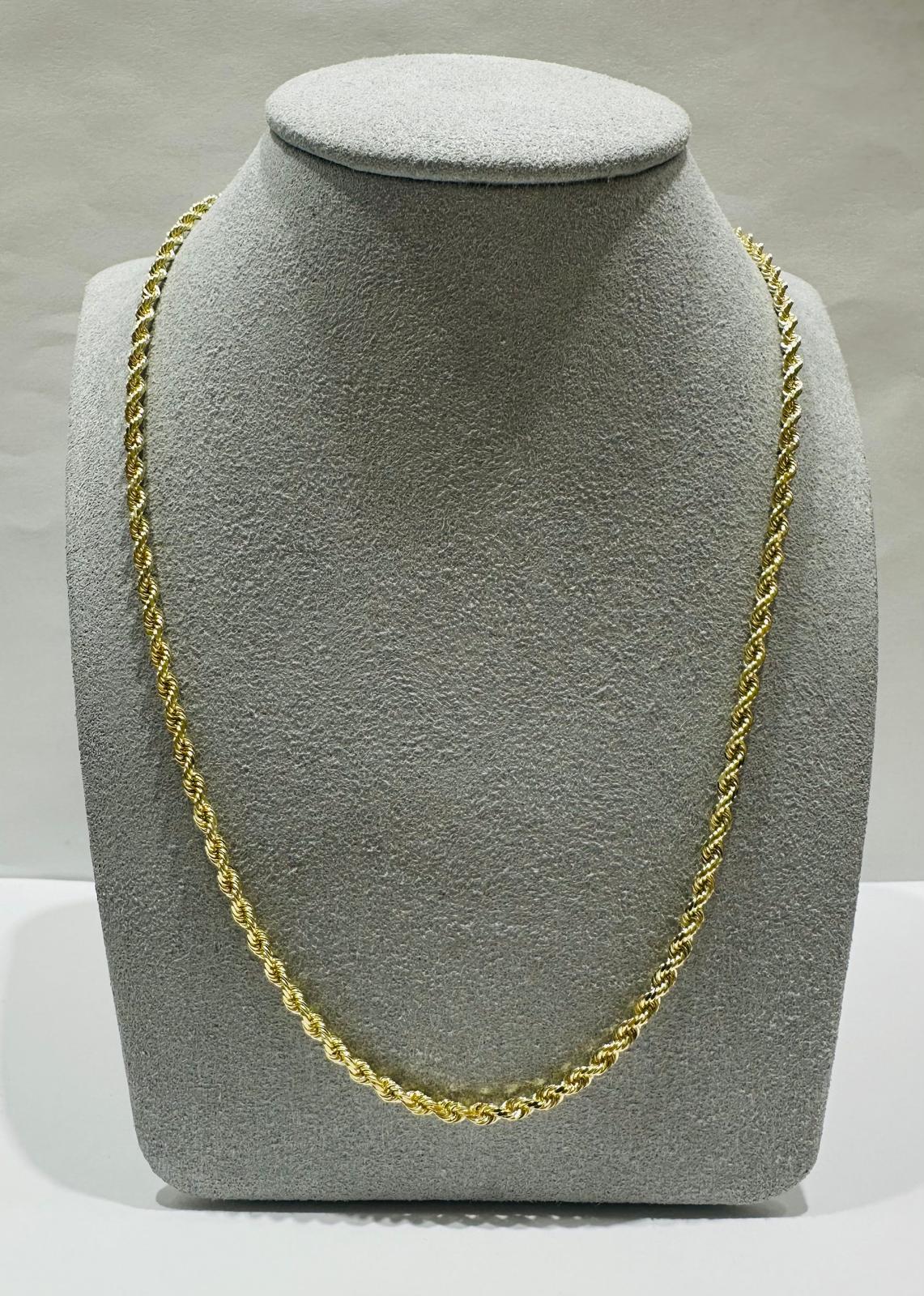 10K GOLD SOLID ROPE CHAIN,  WEIGHT: 13.2gm   22"   2.55mm