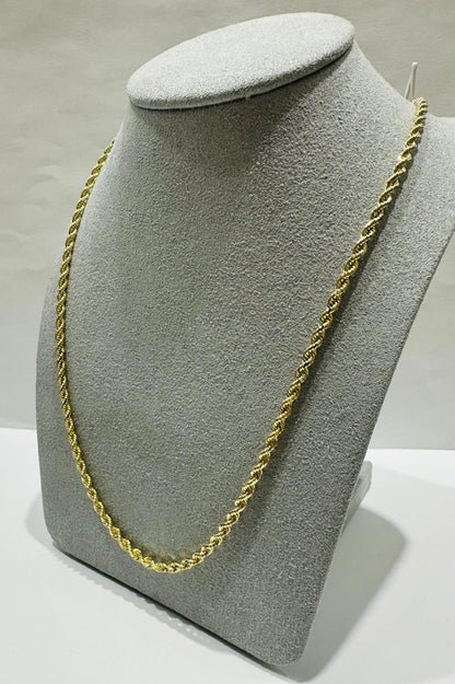 10K GOLD SOLID ROPE CHAIN,  WEIGHT: 13.2gm   22"   2.55mm
