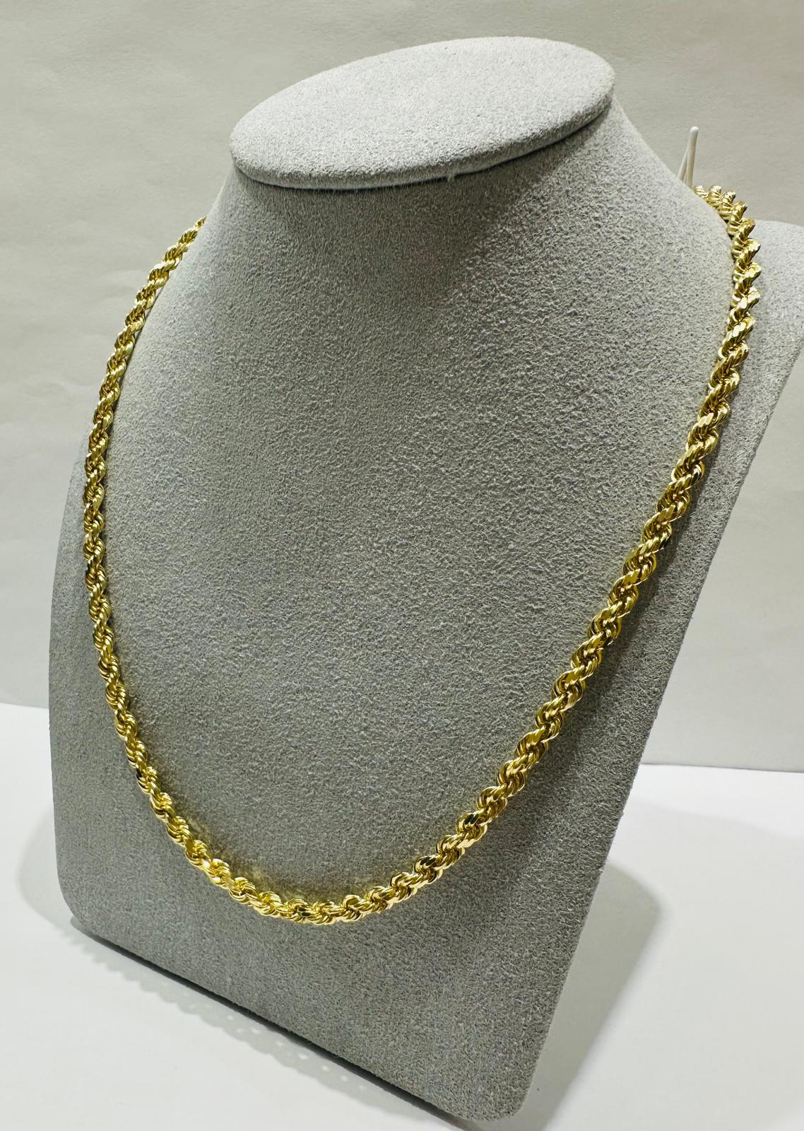 10K GOLD SOLID ROPE CHAIN,  WEIGHT: 27..5gm   24"   3.35mm