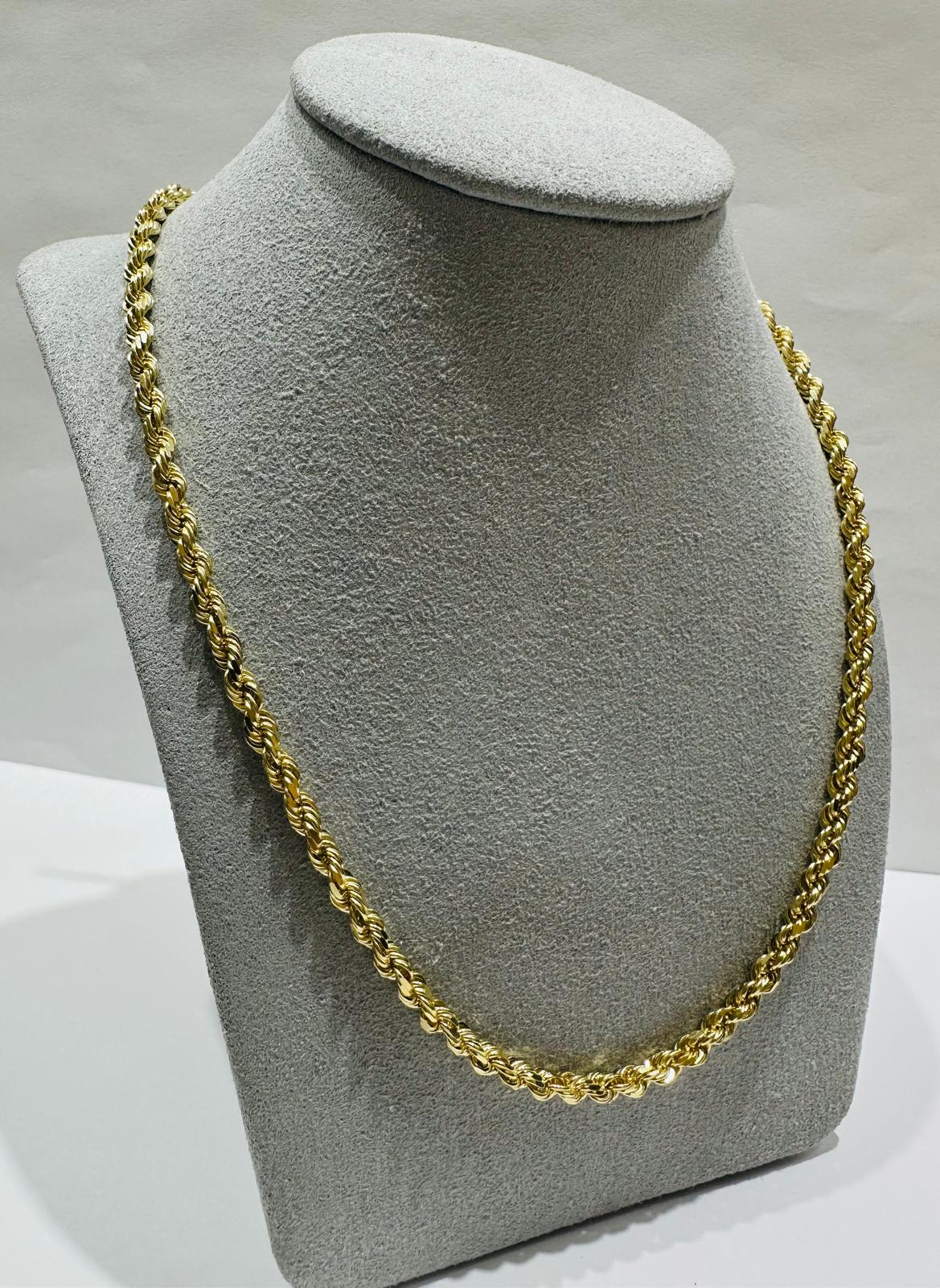 10K GOLD SOLID ROPE CHAIN,  WEIGHT: 27..5gm   24"   3.35mm