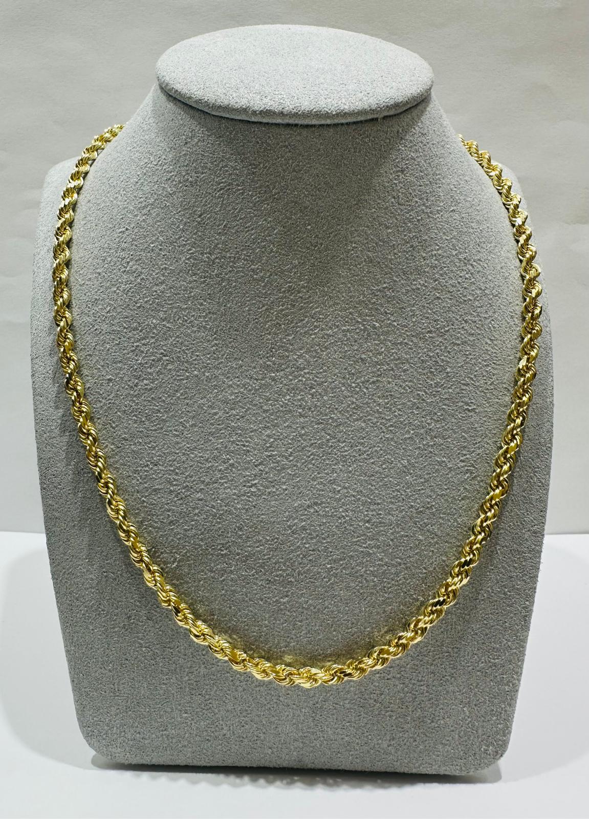 10K GOLD SOLID ROPE CHAIN,  WEIGHT: 27..5gm   24"   3.35mm