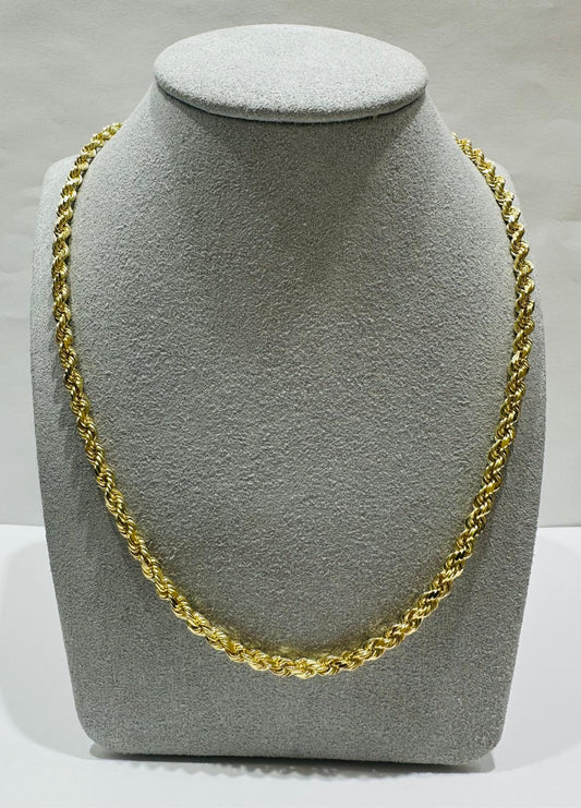 10K GOLD SOLID ROPE CHAIN,  WEIGHT: 27..5gm   24"   3.35mm