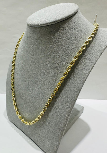 10K GOLD SOLID ROPE CHAIN,  WEIGHT: 24.8gm   22"   3.12mm