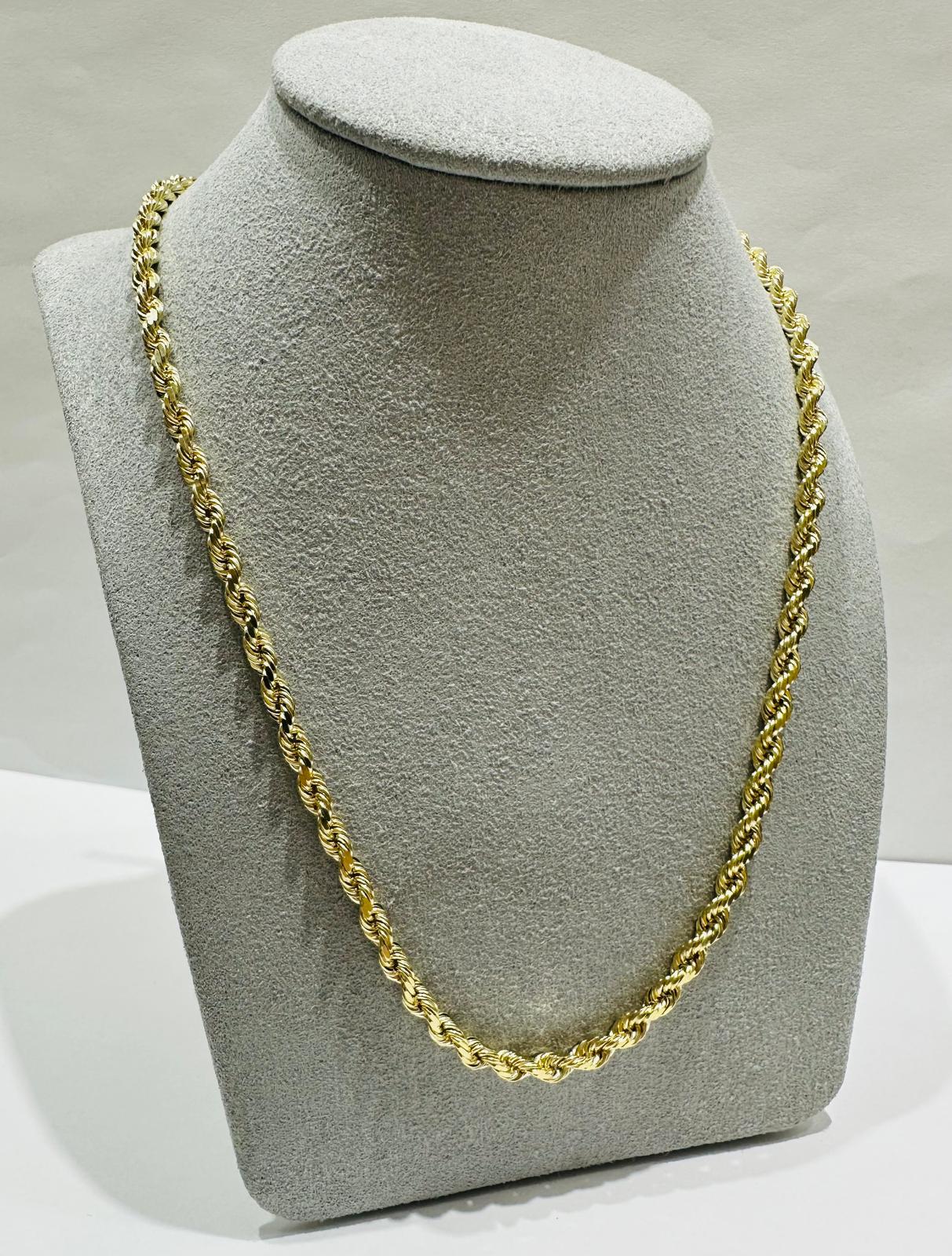 10K GOLD SOLID ROPE CHAIN,  WEIGHT: 24.8gm   22"   3.12mm