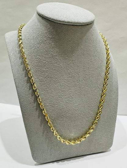 10K GOLD SOLID ROPE CHAIN,  WEIGHT: 24.8gm   22"   3.12mm