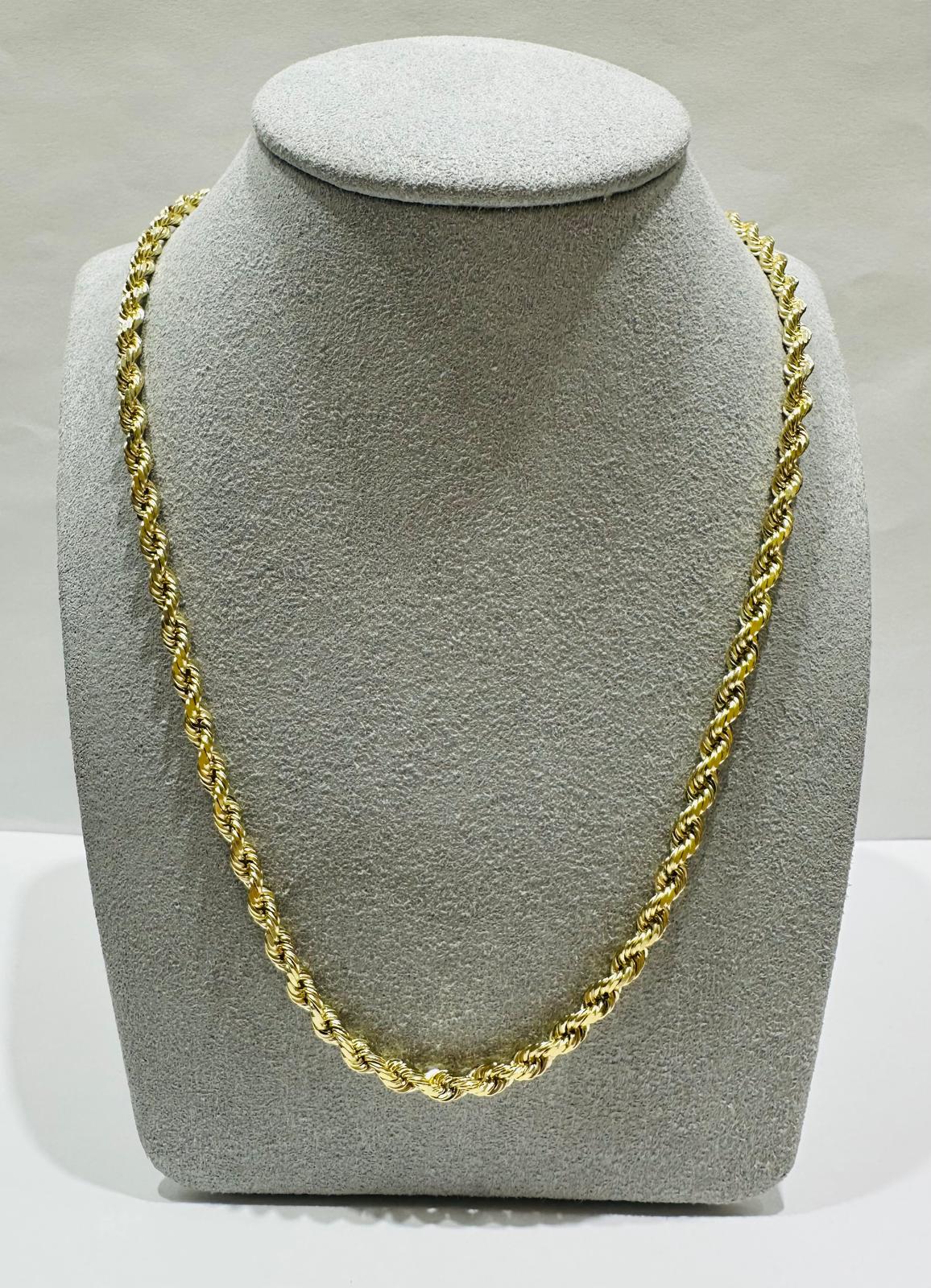 10K GOLD SOLID ROPE CHAIN,  WEIGHT: 24.8gm   22"   3.12mm