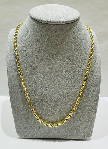 10K GOLD SOLID ROPE CHAIN,  WEIGHT: 24.8gm   22"   3.12mm