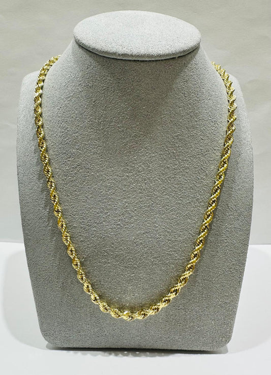 10K GOLD SOLID ROPE CHAIN,  WEIGHT: 24.8gm   22"   3.12mm
