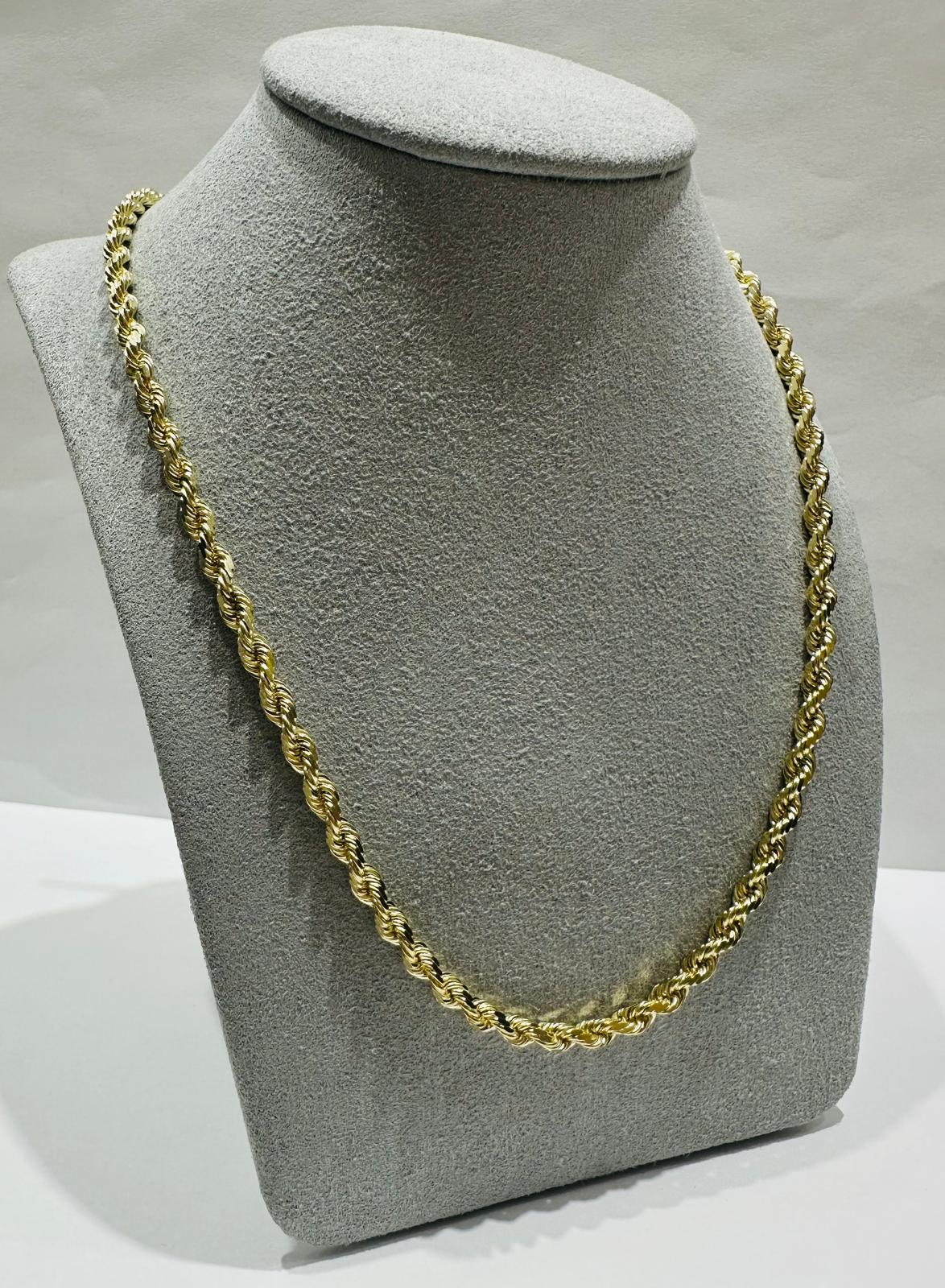 10K GOLD SOLID ROPE CHAIN,  WEIGHT: 22.9gm   20"   3.35mm