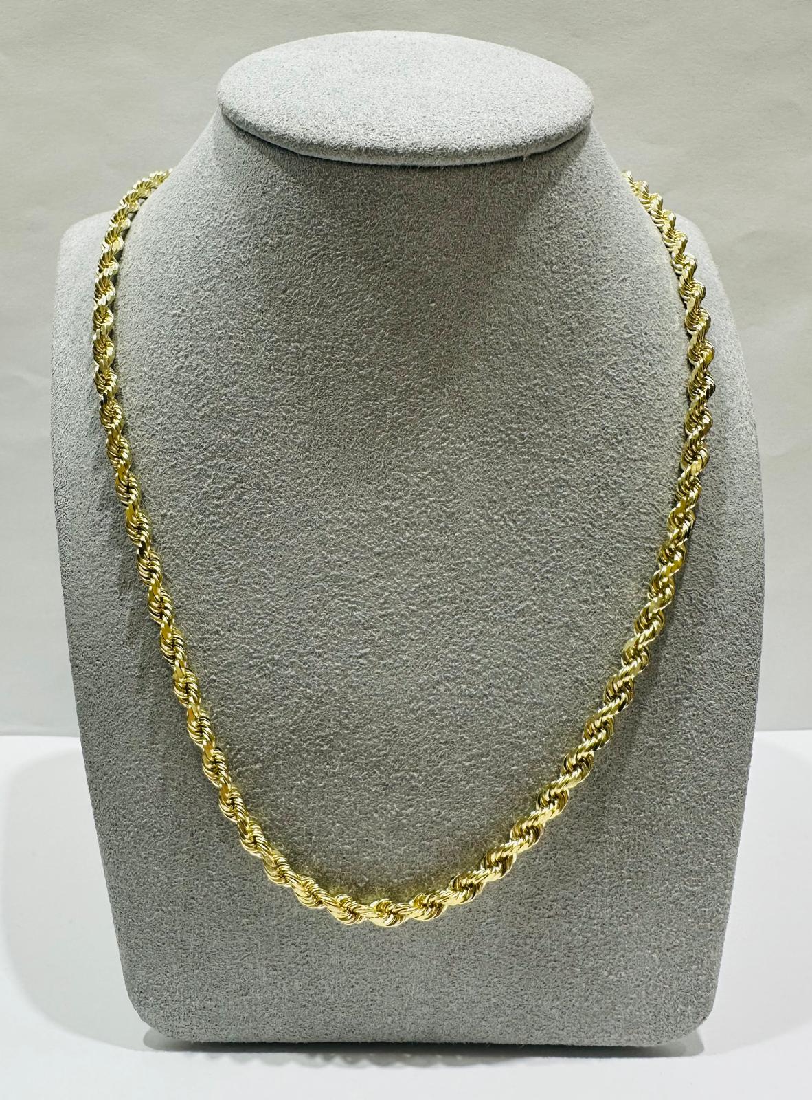 10K GOLD SOLID ROPE CHAIN,  WEIGHT: 22.9gm   20"   3.35mm