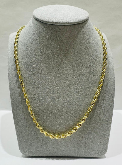 10K GOLD SOLID ROPE CHAIN,  WEIGHT: 22.9gm   20"   3.35mm