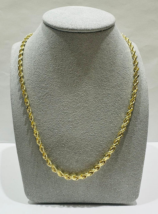 10K GOLD SOLID ROPE CHAIN,  WEIGHT: 22.9gm   20"   3.35mm