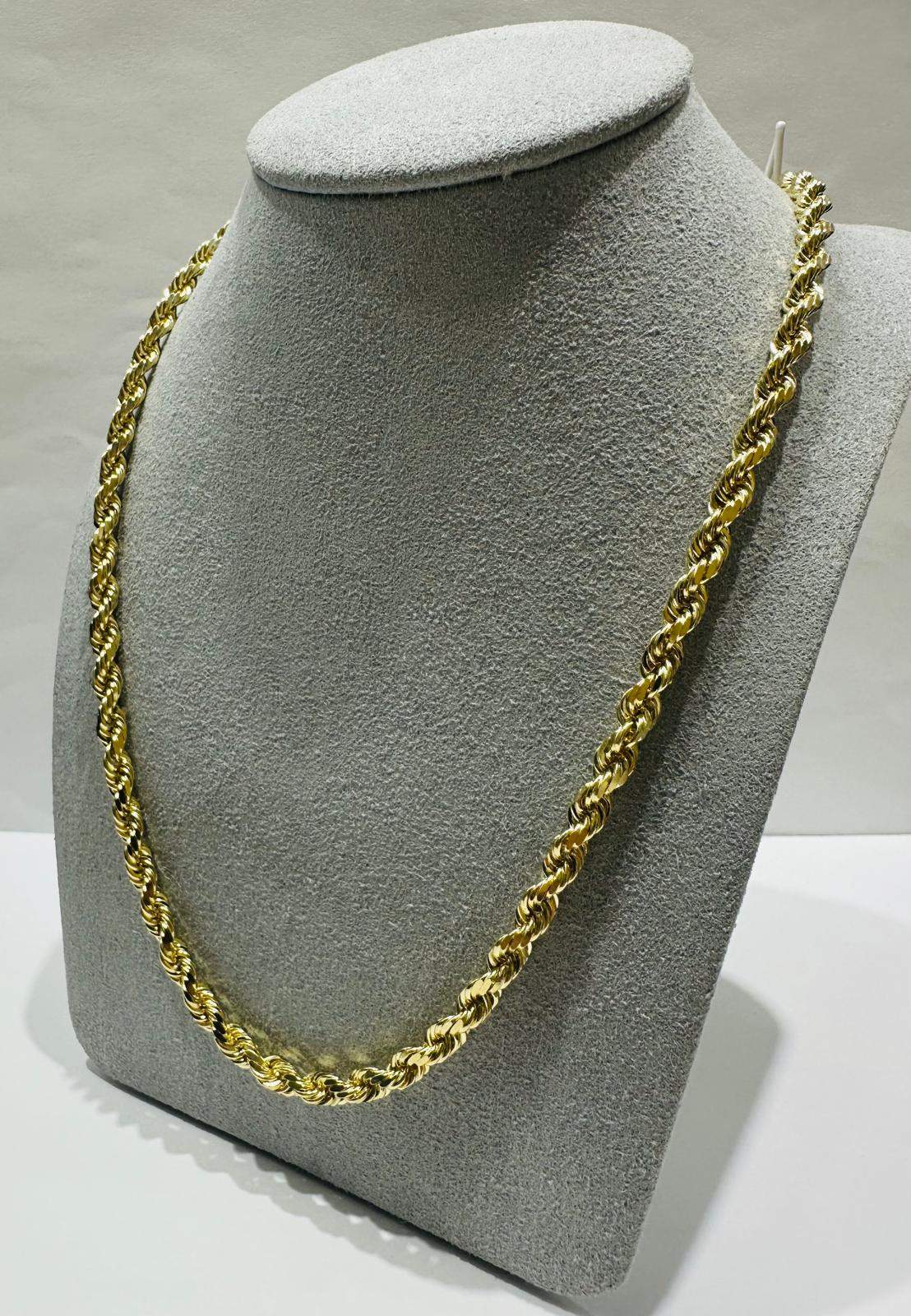 10K GOLD SOLID ROPE CHAIN,  WEIGHT: 28.2gm   18"   3.92mm