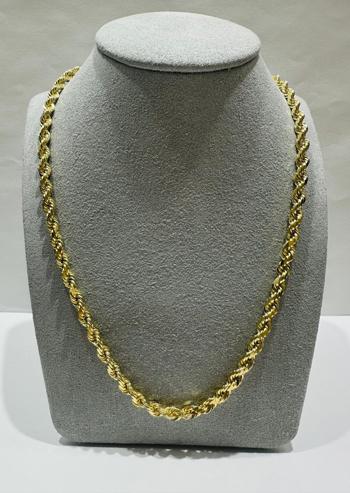 10K GOLD SOLID ROPE CHAIN,  WEIGHT: 28.2gm   18"   3.92mm