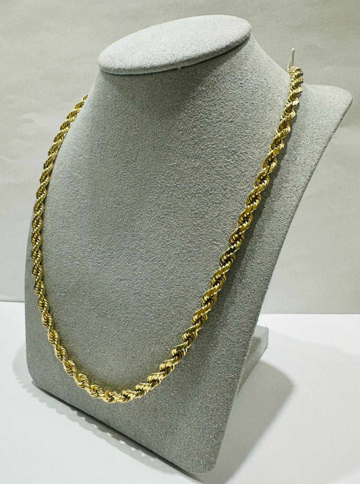 10K GOLD SOLID ROPE CHAIN,  WEIGHT: 38.5gm   24"   3.69mm
