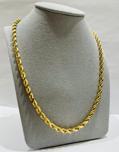 10K GOLD SOLID ROPE CHAIN,  WEIGHT: 38.5gm   24"   3.69mm