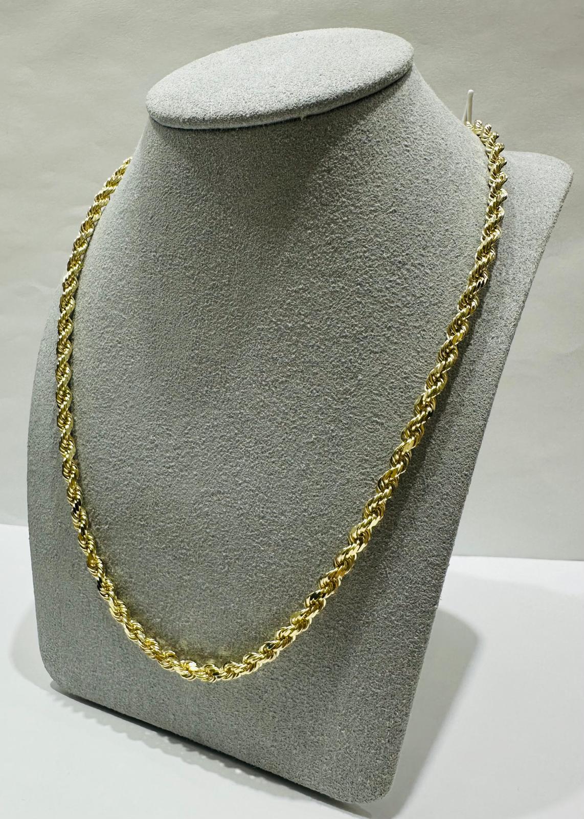 10K GOLD SOLID ROPE CHAIN,  WEIGHT: 27gm   24"   3.15mm