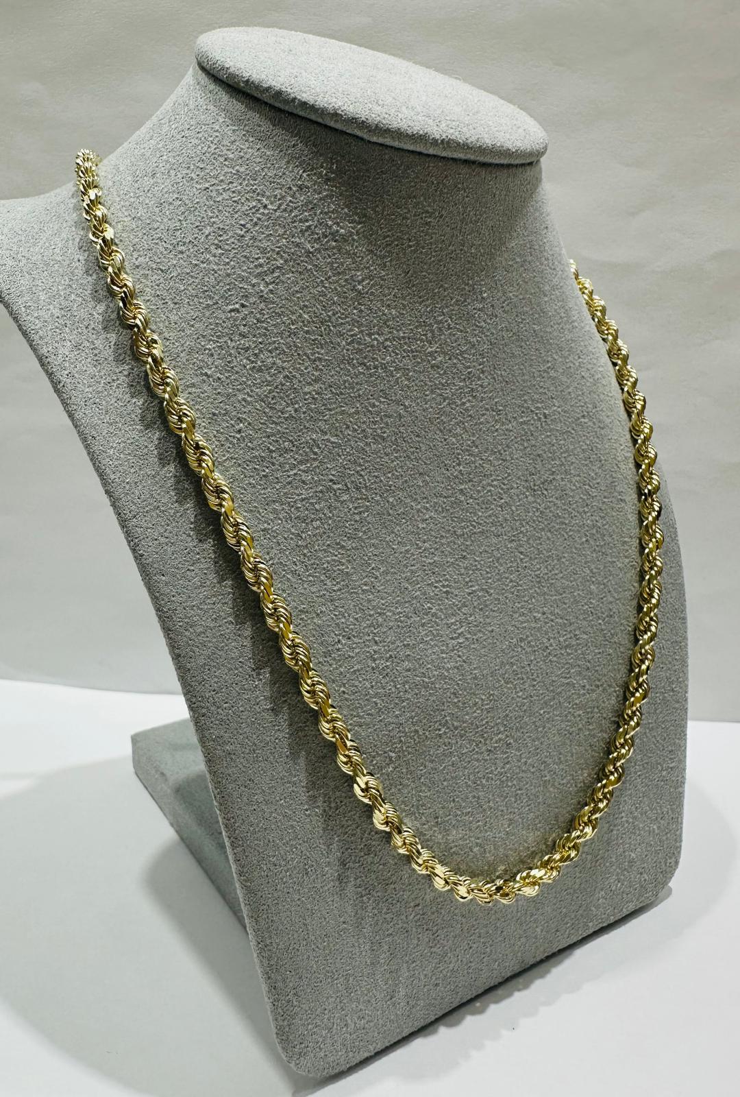 10K GOLD SOLID ROPE CHAIN,  WEIGHT: 27gm   24"   3.15mm