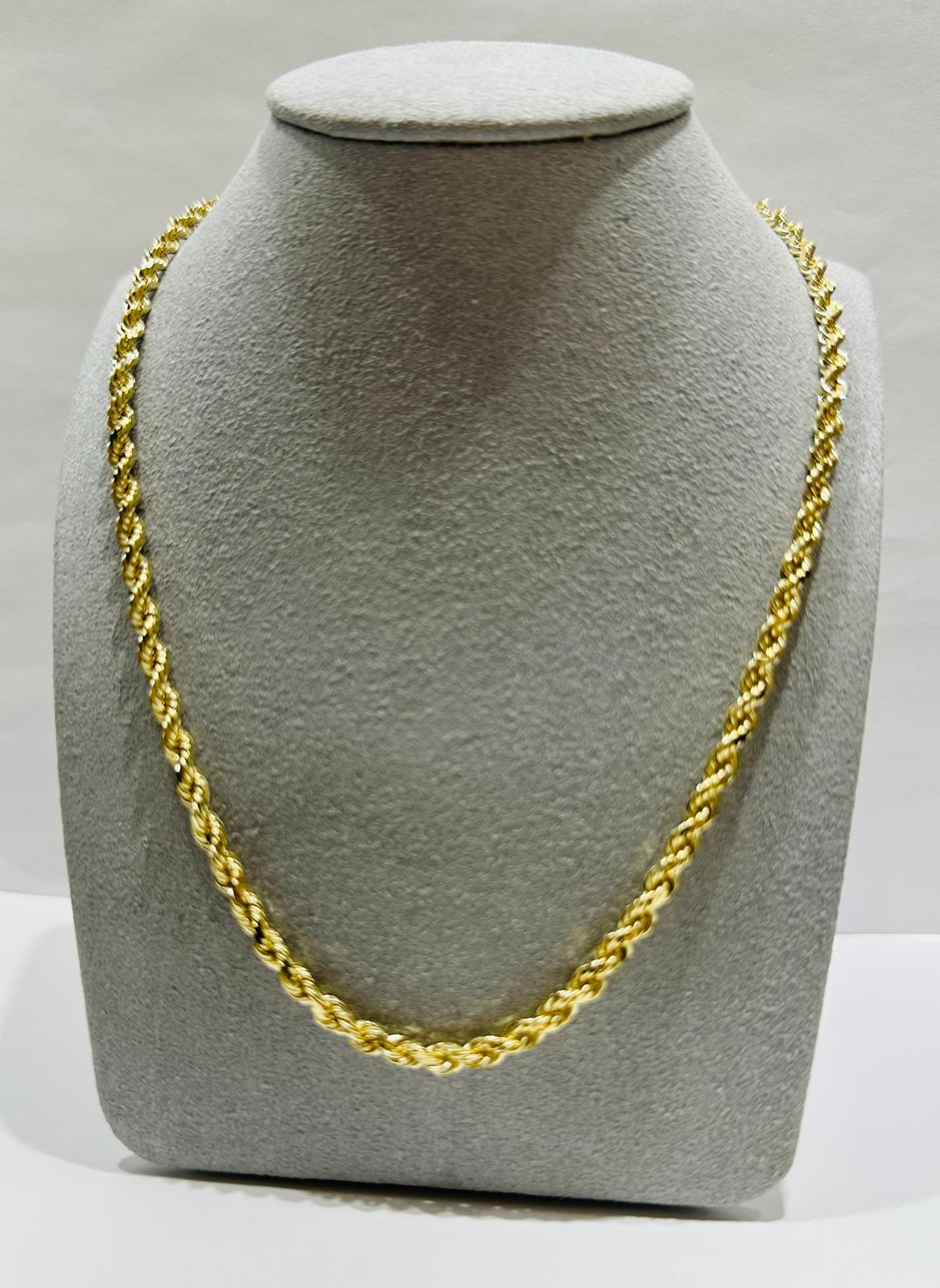 10K GOLD SOLID ROPE CHAIN,  WEIGHT: 27gm   24"   3.15mm