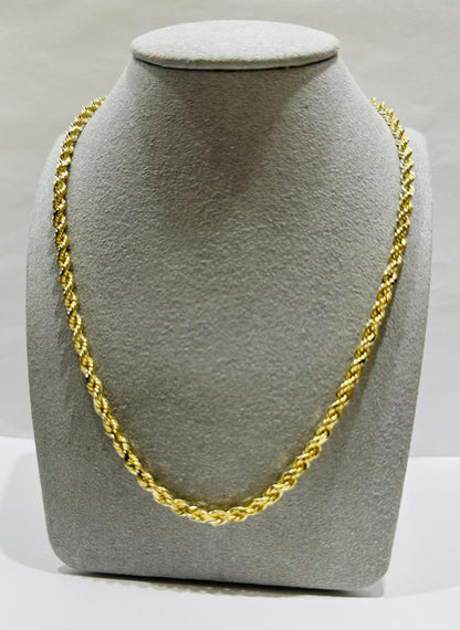 10K GOLD SOLID ROPE CHAIN,  WEIGHT: 27gm   24"   3.15mm