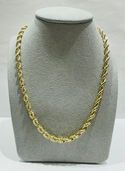 10K GOLD SOLID TWO TONED ROPE CHAIN,  WEIGHT: 37.8gm   20"   4.49mm
