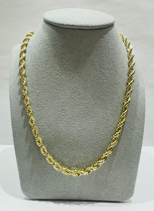 10K GOLD SOLID TWO TONED ROPE CHAIN,  WEIGHT: 37.8gm   20"   4.49mm