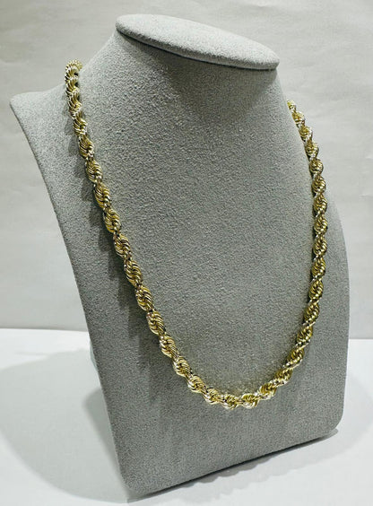 10K GOLD SOLID TWO TONED ROPE CHAIN,  WEIGHT: 37.8gm   20"   4.49mm