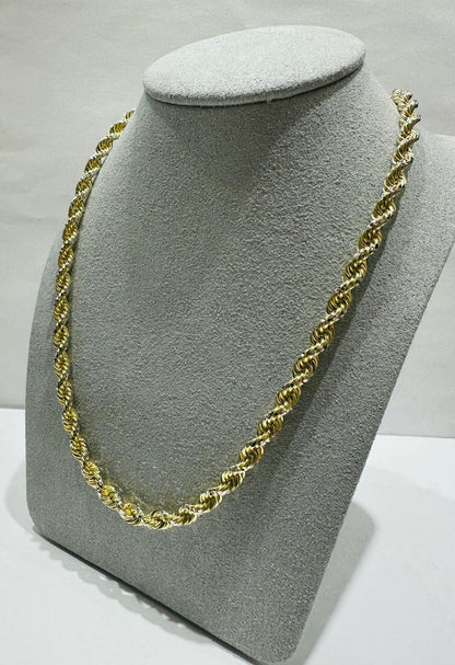 10K GOLD SOLID TWO TONED ROPE CHAIN,  WEIGHT: 37.8gm   20"   4.49mm