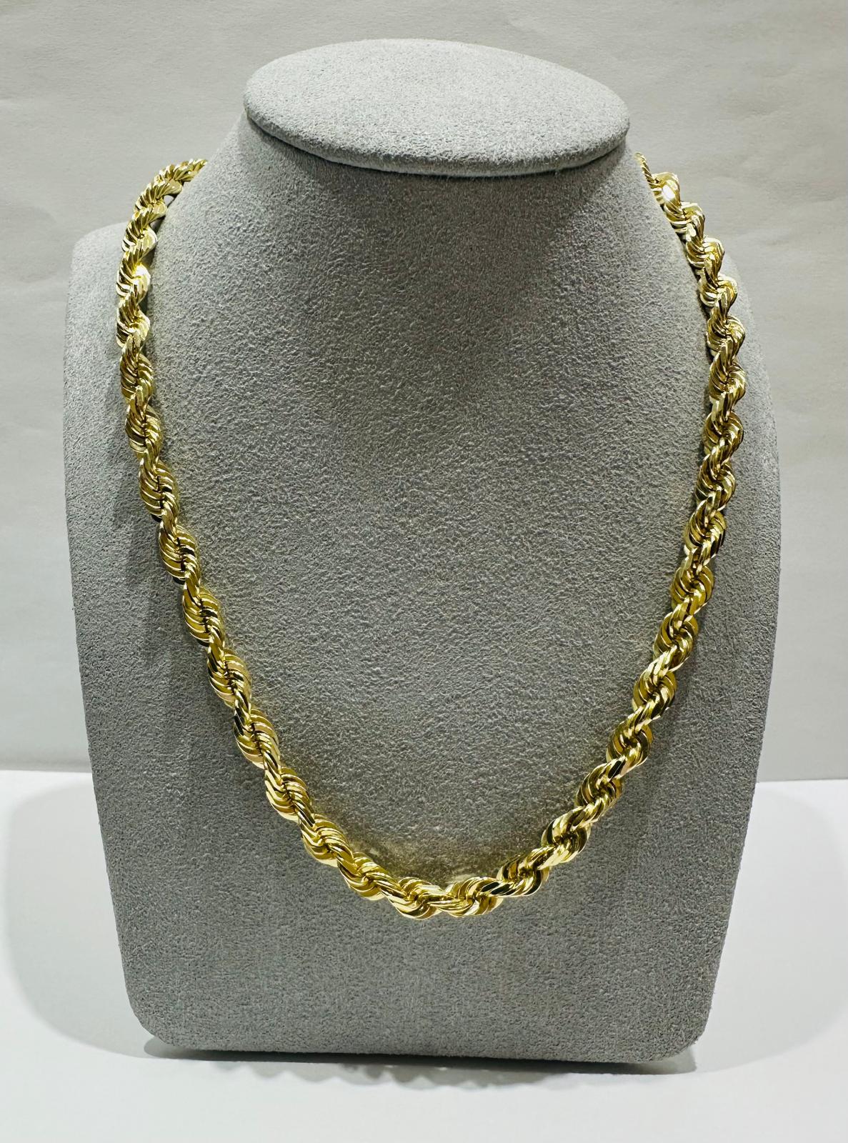 10K GOLD SOLID ROPE CHAIN-  WEIGHT: 51.1gm   22"   4.80mm