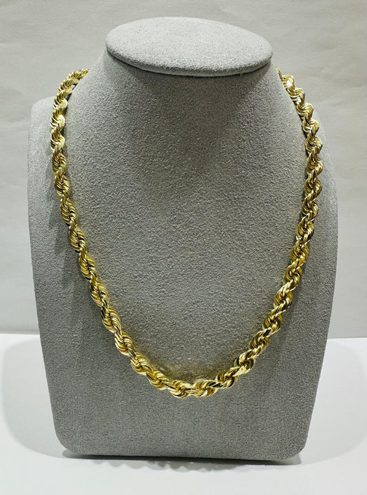 10K GOLD SOLID ROPE CHAIN-  WEIGHT: 51.1gm   22"   4.80mm