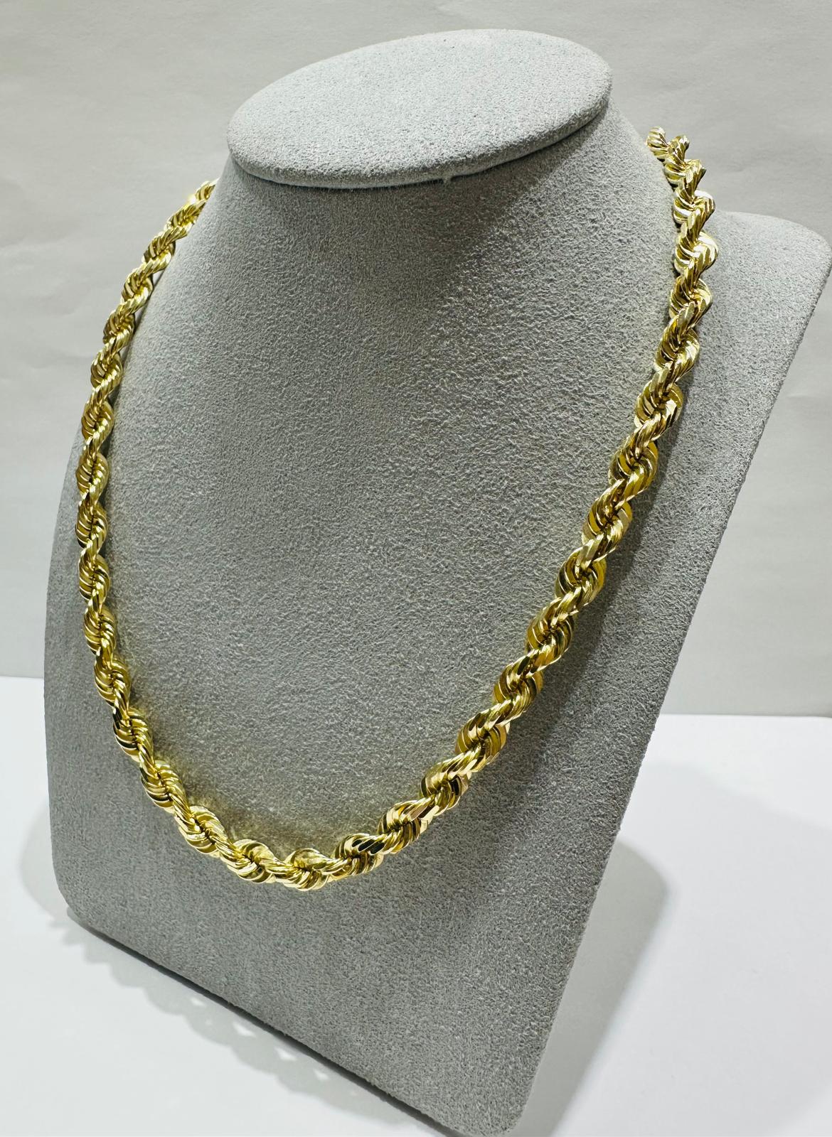 10K GOLD SOLID ROPE CHAIN-  WEIGHT: 51.1gm   22"   4.80mm