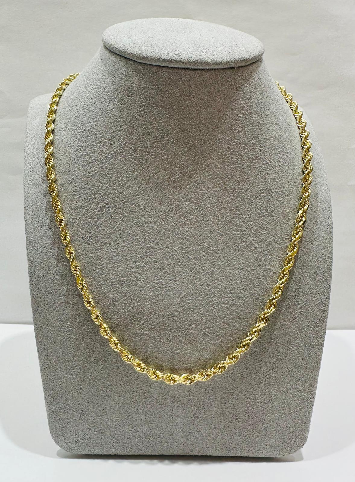 10K GOLD SOLID ROPE CHAIN-  WEIGHT: 21.2gm   28"   2.60mm