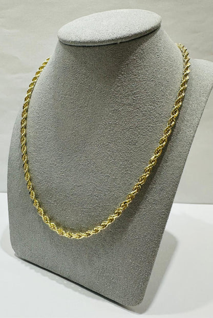10K GOLD SOLID ROPE CHAIN-  WEIGHT: 21.2gm   28"   2.60mm